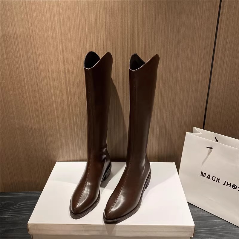 Women knee length boots with fleece