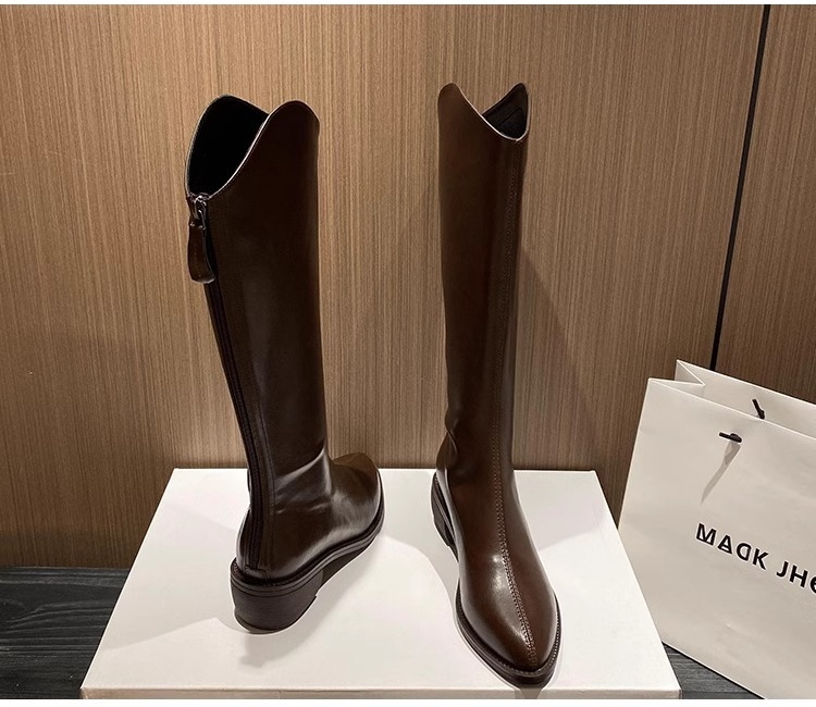 Women knee length boots with fleece