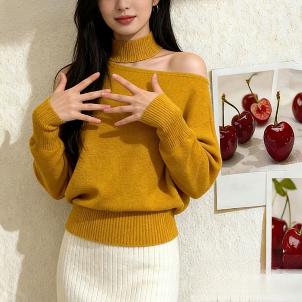 Strapless spring and autumn sweater for women