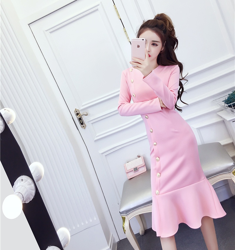 Slim long formal dress autumn and winter dress