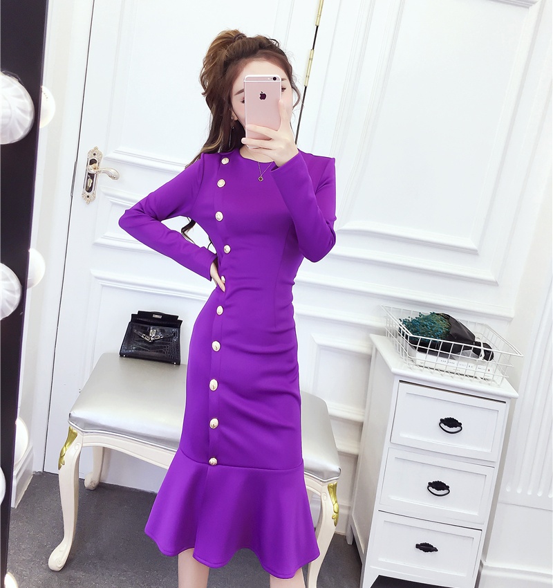 Slim long formal dress autumn and winter dress