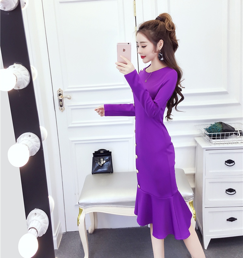 Slim long formal dress autumn and winter dress