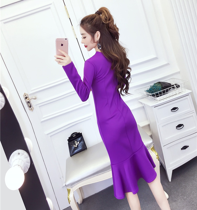 Slim long formal dress autumn and winter dress