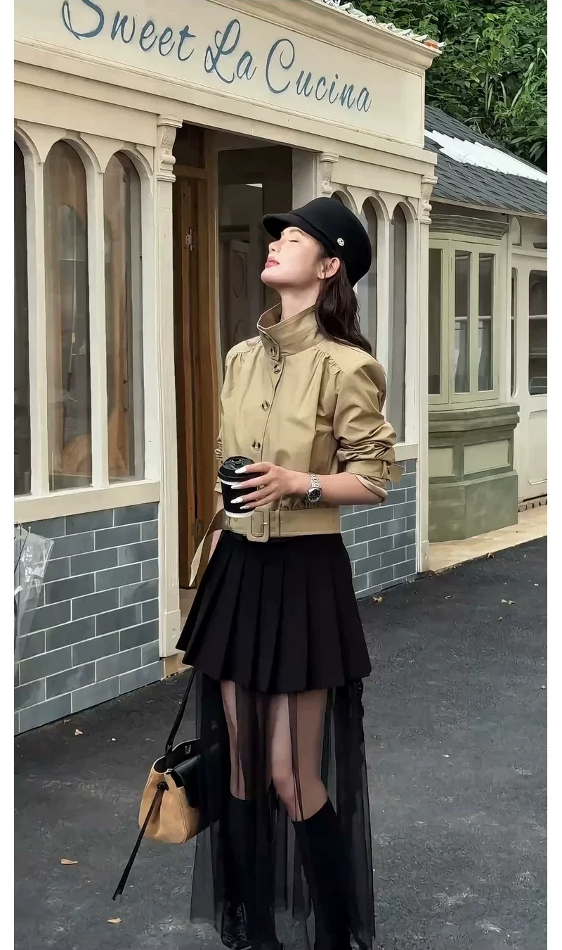Single-breasted fashion autumn coat