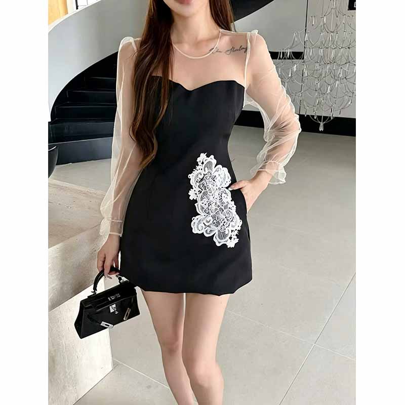 Autumn package hip dress hollow long dress