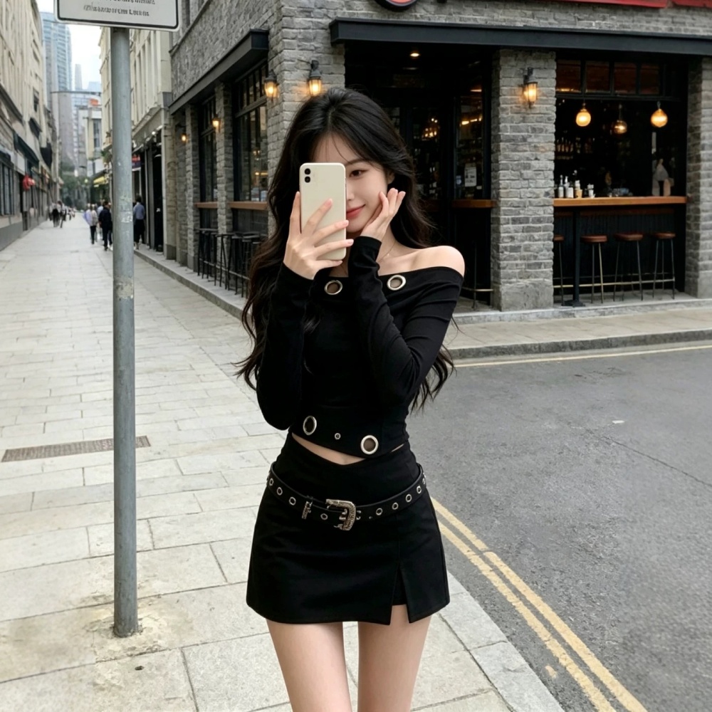 Spicegirl autumn tops fashion short skirt 2pcs set