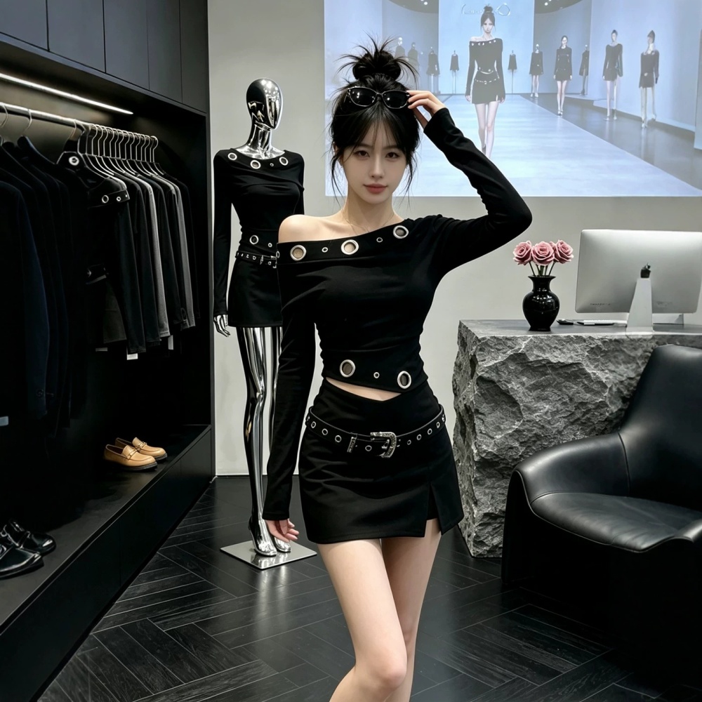 Spicegirl autumn tops fashion short skirt 2pcs set
