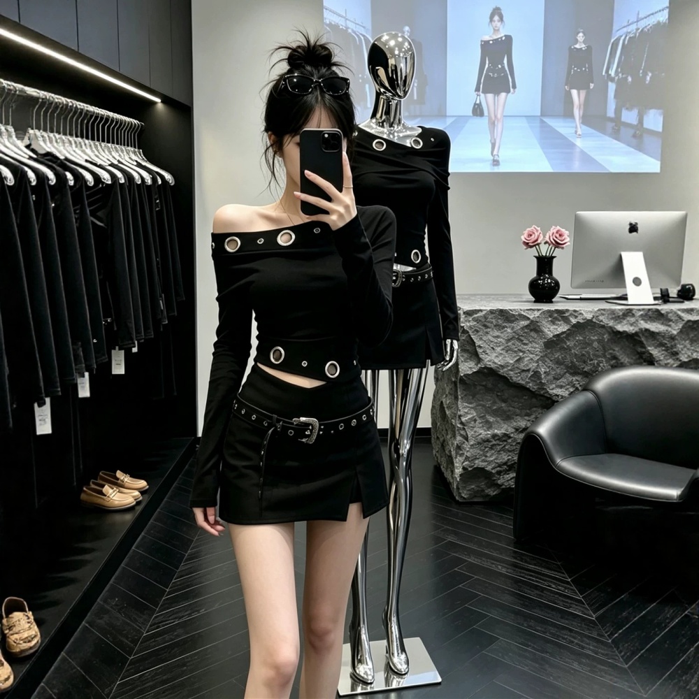 Spicegirl autumn tops fashion short skirt 2pcs set
