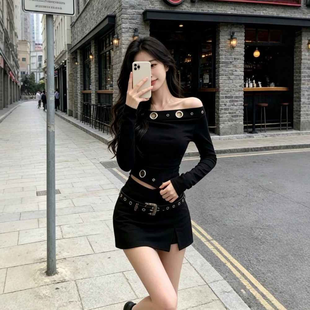 Spicegirl autumn tops fashion short skirt 2pcs set