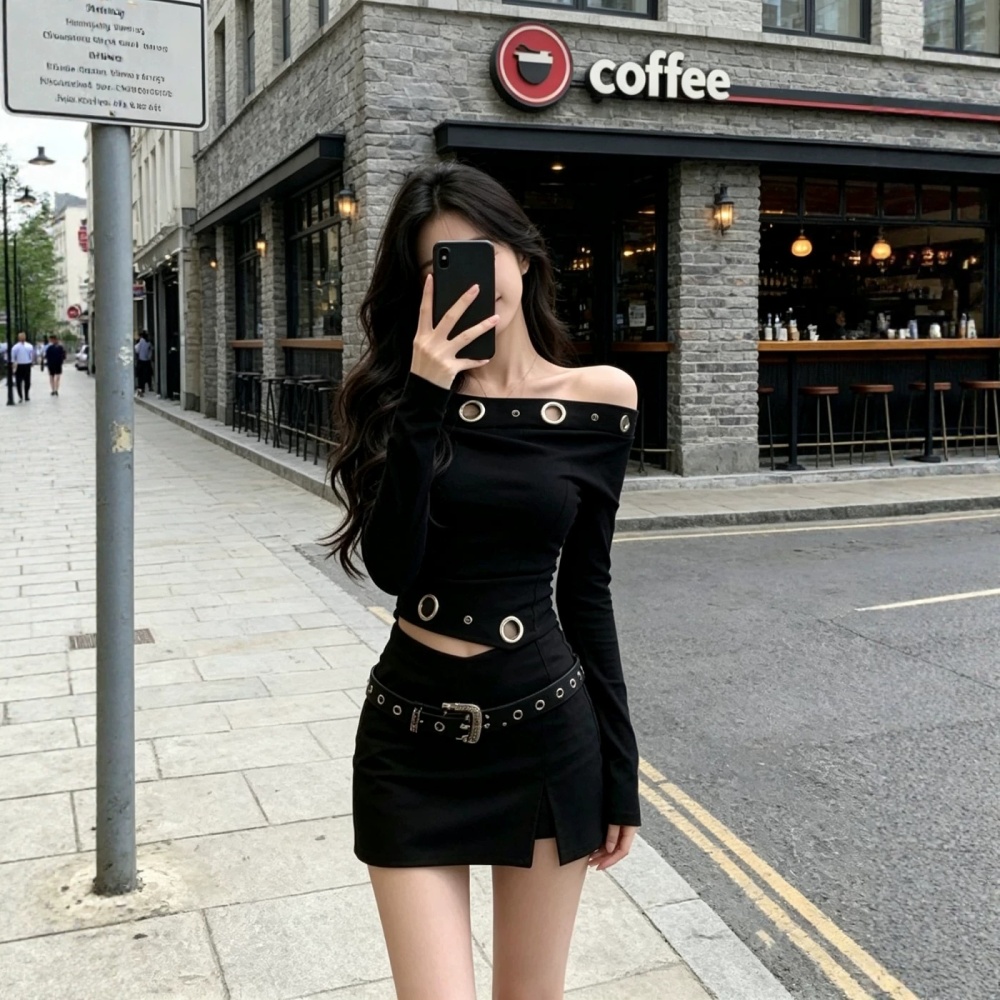 Spicegirl autumn tops fashion short skirt 2pcs set