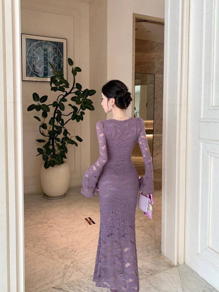 Pinched waist long dress streamer dress for women