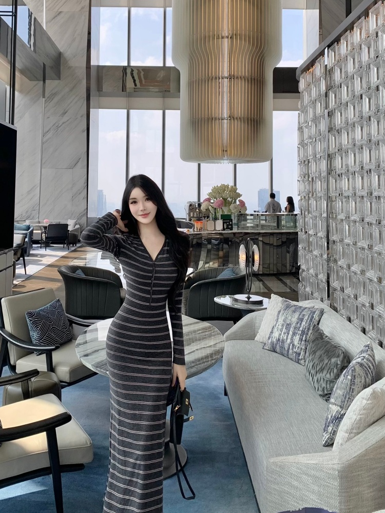 Korean style long dress slim dress for women
