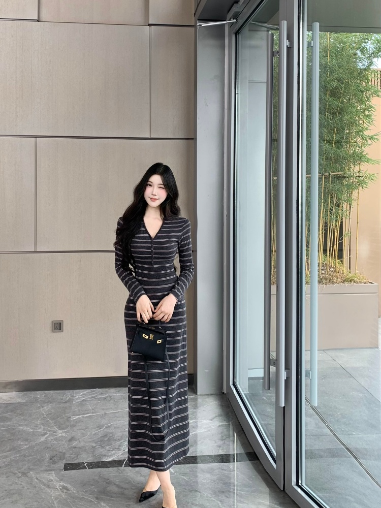 Korean style long dress slim dress for women
