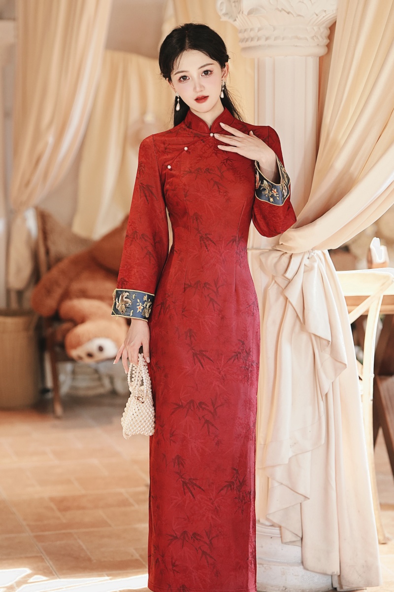 Bride maiden cheongsam retro dress