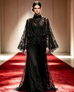 Bow loose France style long dress lace streamer dress