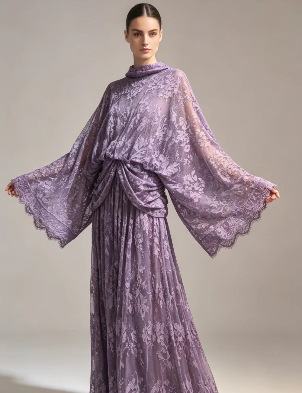 Bow loose France style long dress lace streamer dress