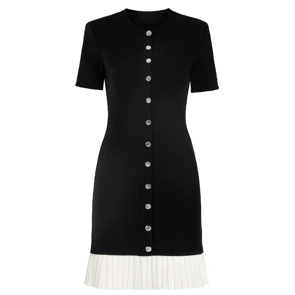 Pseudo-two black dress short sleeve T-back for women