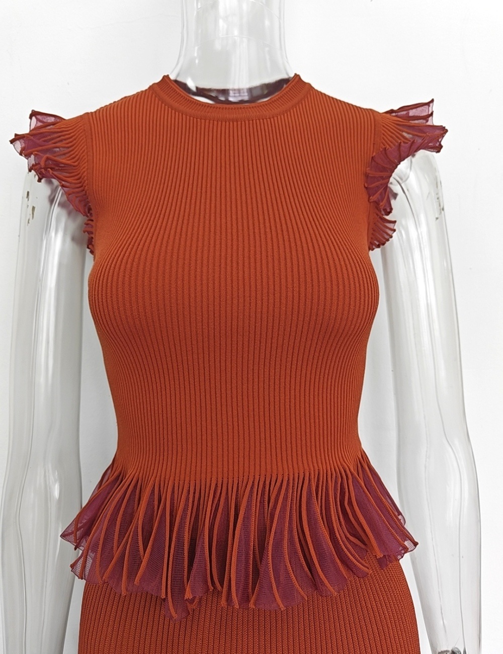 Knitted slim tops summer dress a set for women