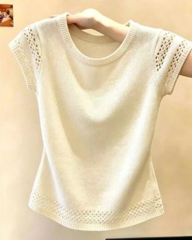 Hollow summer T-shirt refinement tops for women
