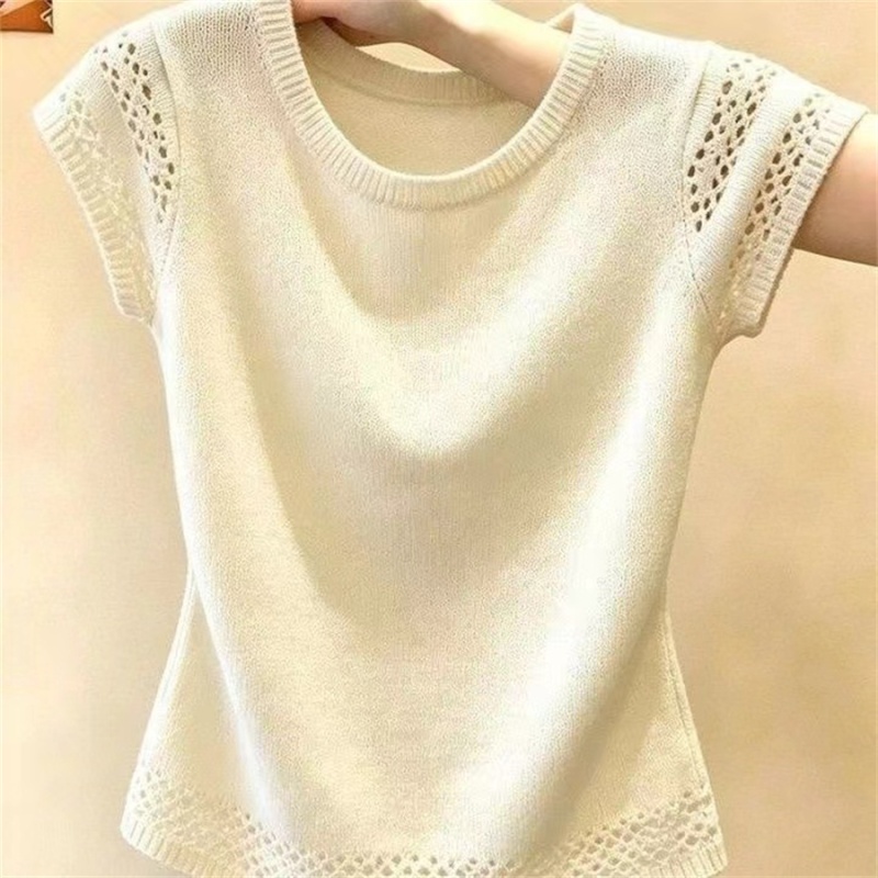 Hollow summer T-shirt refinement tops for women