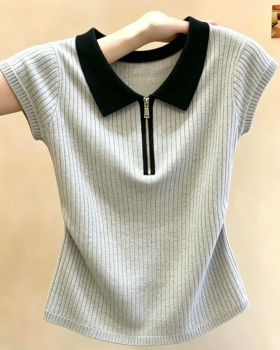 All-match short sleeve tops mixed colors sweater