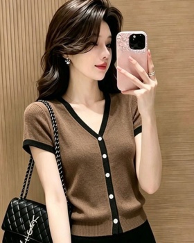 Summer hemming tops short single-breasted cardigan