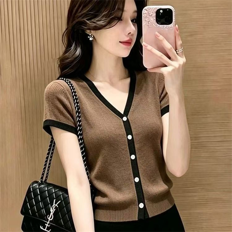 Summer hemming tops short single-breasted cardigan