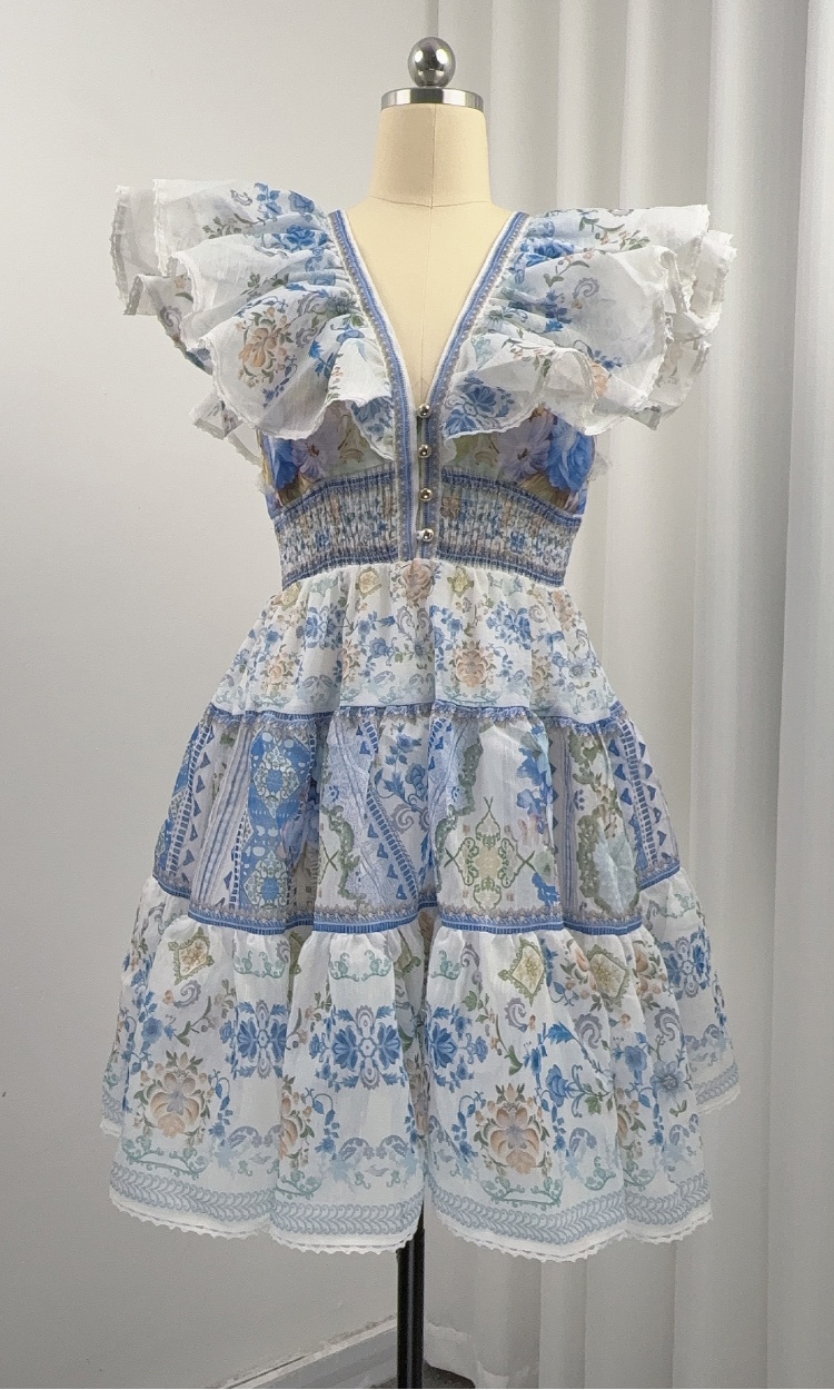 Temperament pinched waist dress vacation T-back