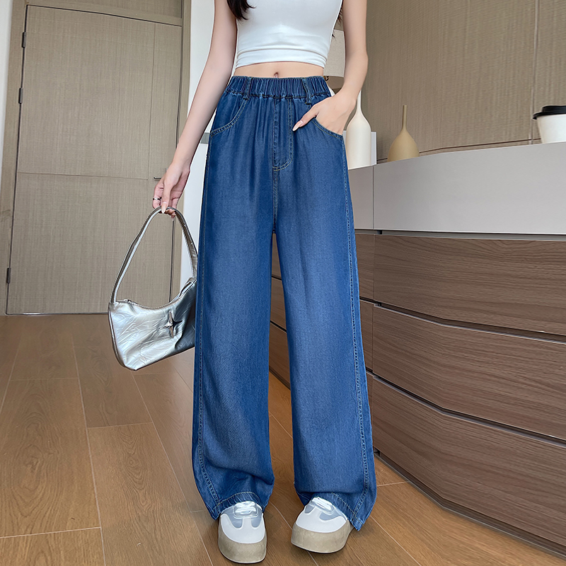Thin loose jeans ice silk drape pants for women