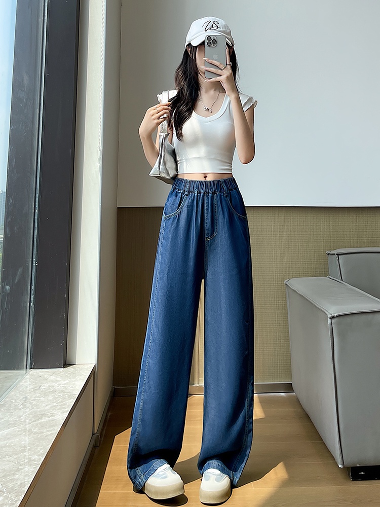 Thin loose jeans ice silk drape pants for women