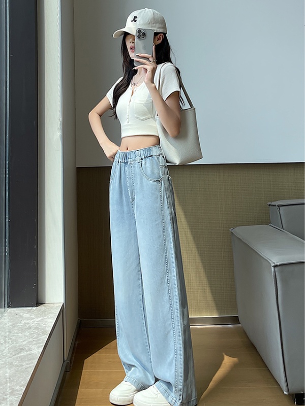 Thin loose jeans ice silk drape pants for women