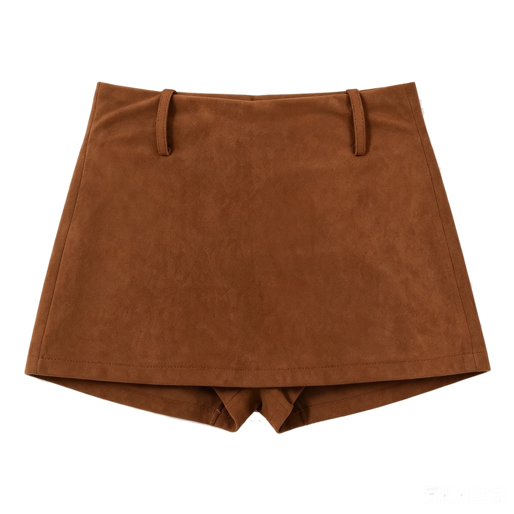 Retro autumn skirt leather cashmere high waist pants
