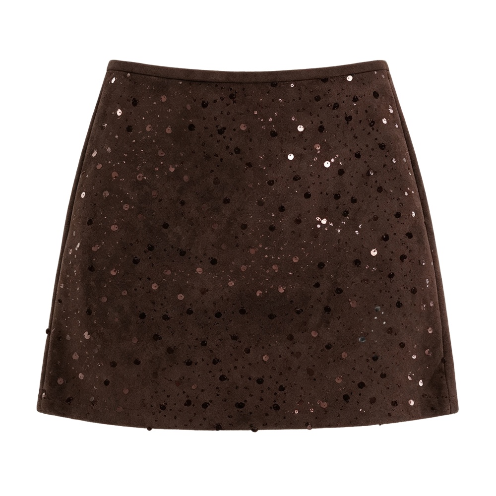 A-line sequins short skirt package hip skirt for women