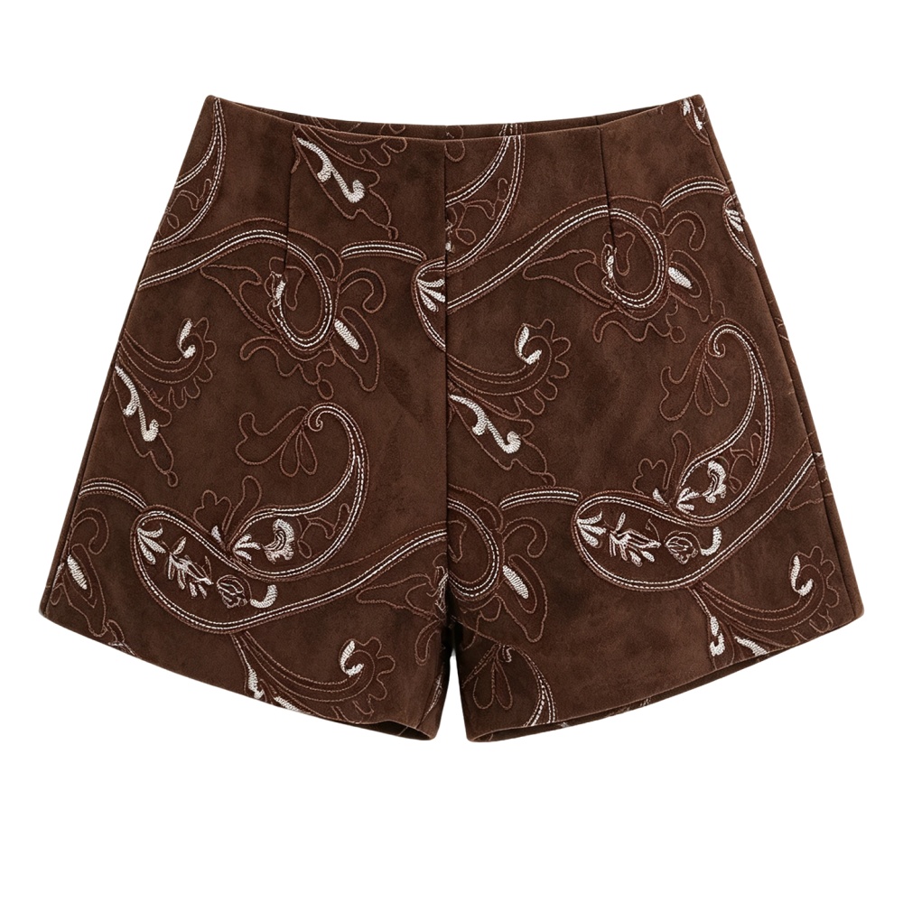Temperament A-line shorts embroidery boots pants
