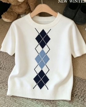Summer quilted all-match slim white tops for women