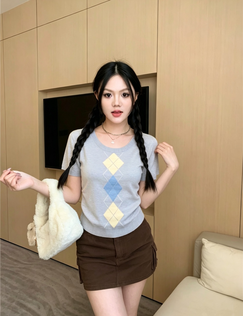 Summer quilted all-match slim white tops for women
