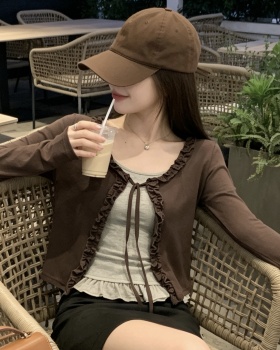 Long sleeve niche tops wood ear cardigan for women