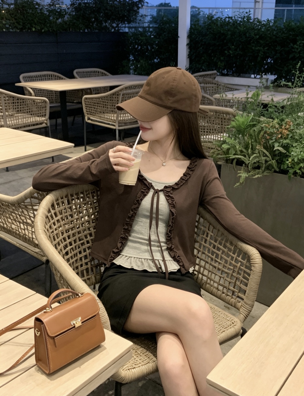 Long sleeve niche tops wood ear cardigan for women