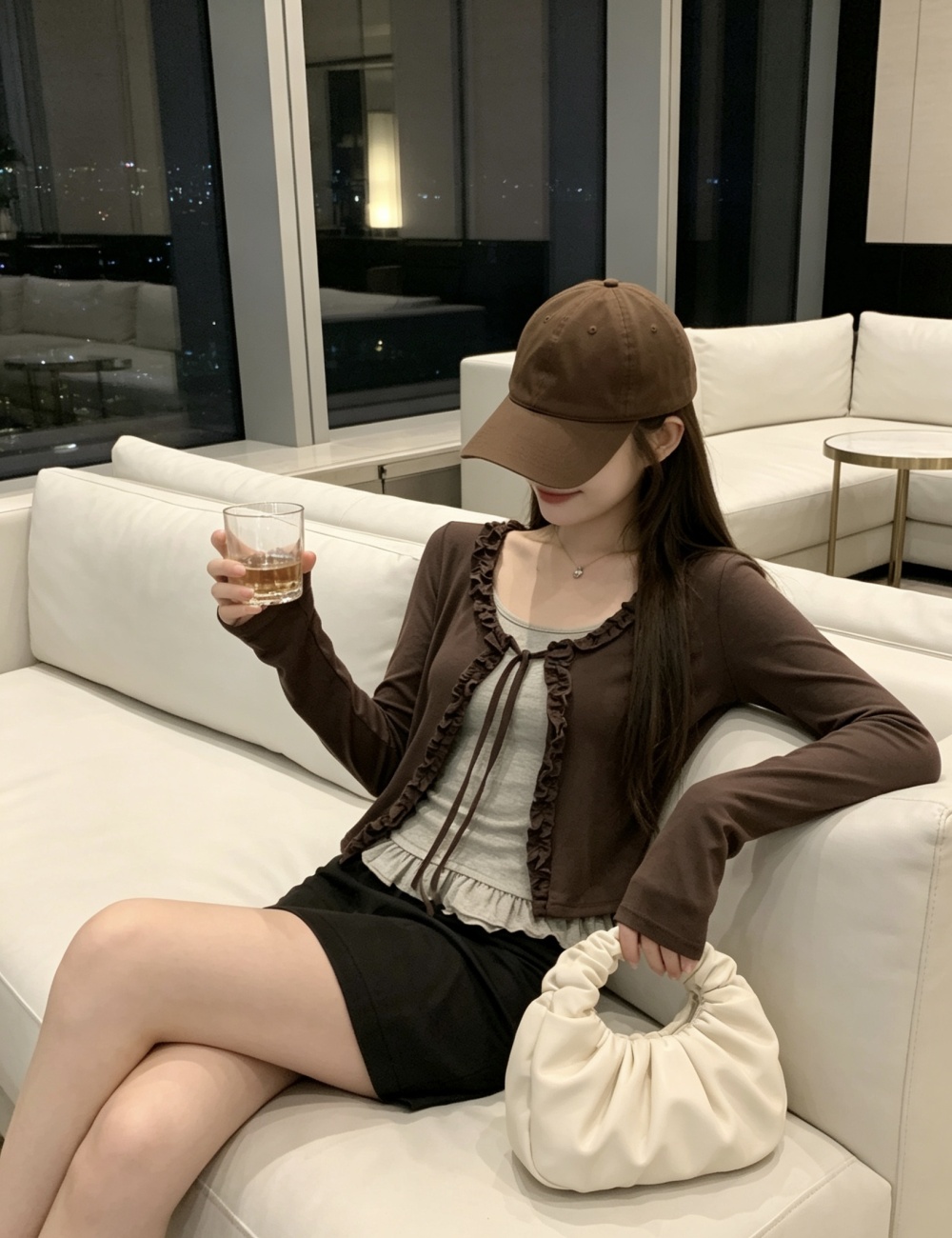 Long sleeve niche tops wood ear cardigan for women