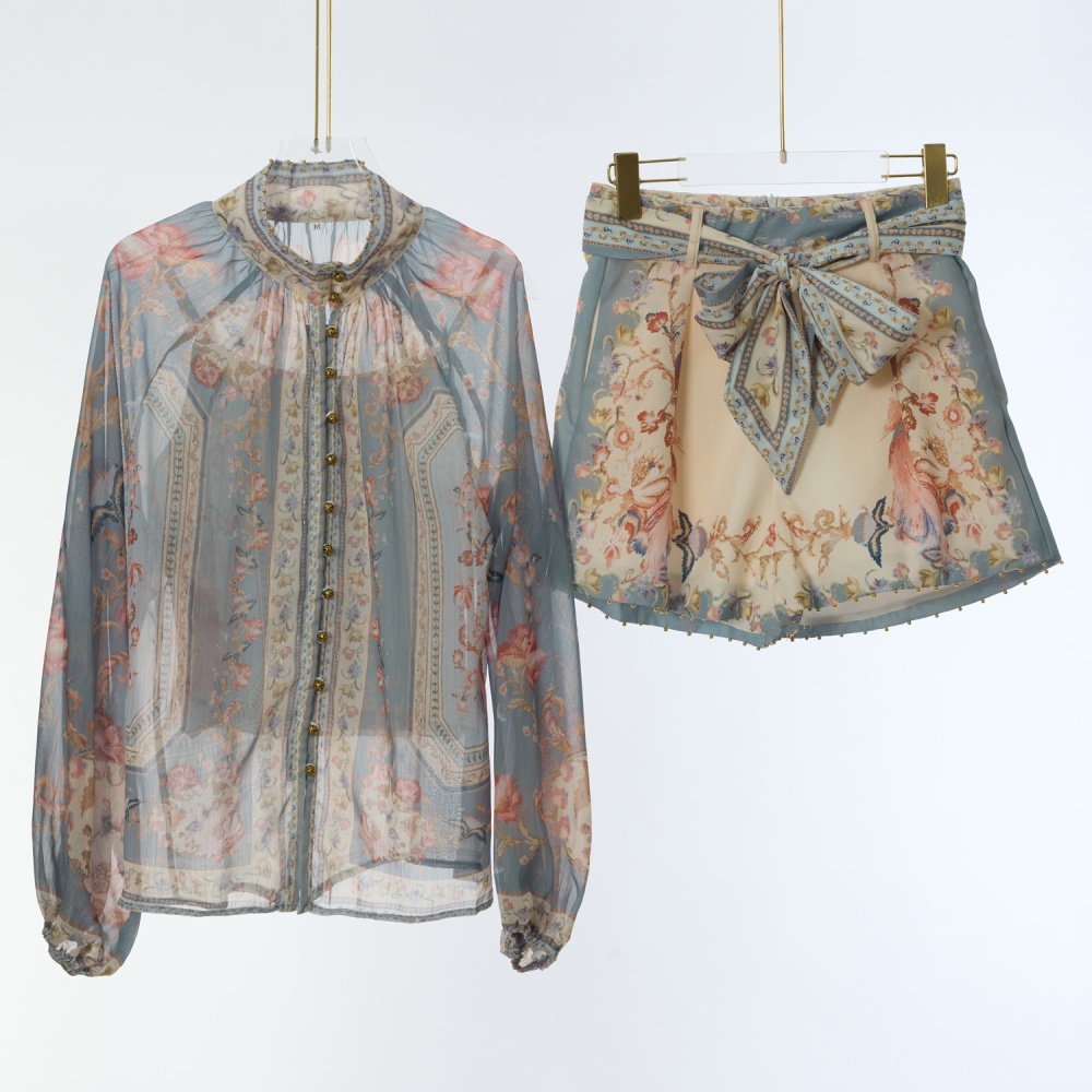 Lantern sleeve Casual shirt vacation shorts a set