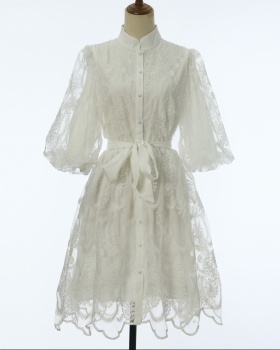 Cstand collar lace T-back big skirt ladies dress