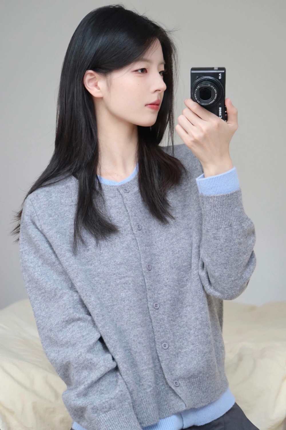Pseudo-two simple coat Casual knitted cardigan for women
