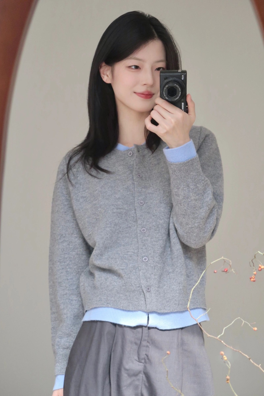 Pseudo-two simple coat Casual knitted cardigan for women