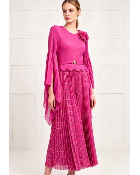 Pleated loose formal dress colors court style sleeve dress