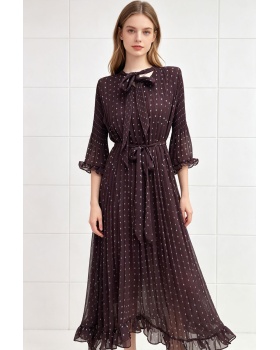Fold large yard long dress polka dot dress for women