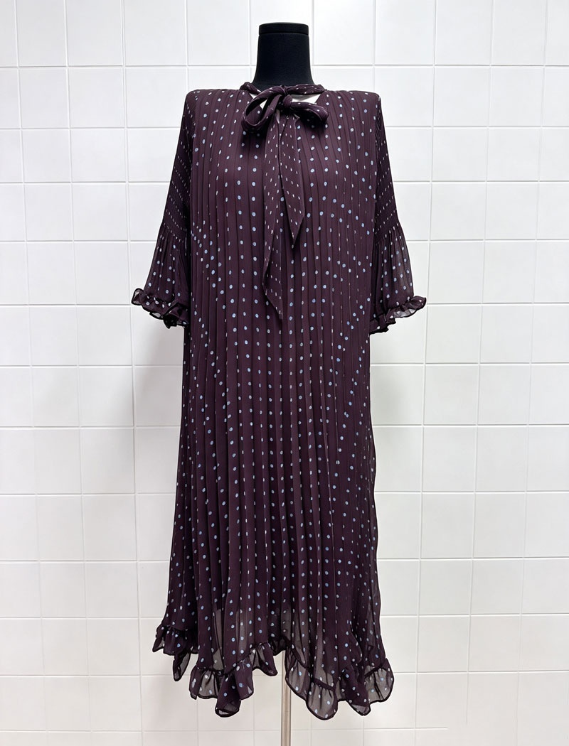 Fold large yard long dress polka dot dress for women