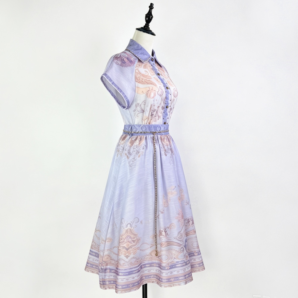 Beading skirt printing tops 2pcs set