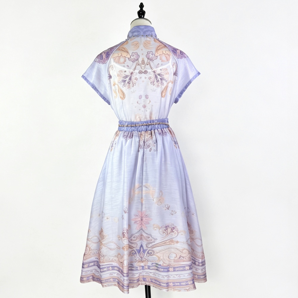 Beading skirt printing tops 2pcs set