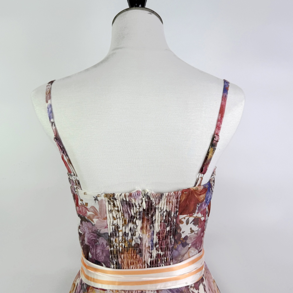 Wrapped chest sling printing light luxury dress