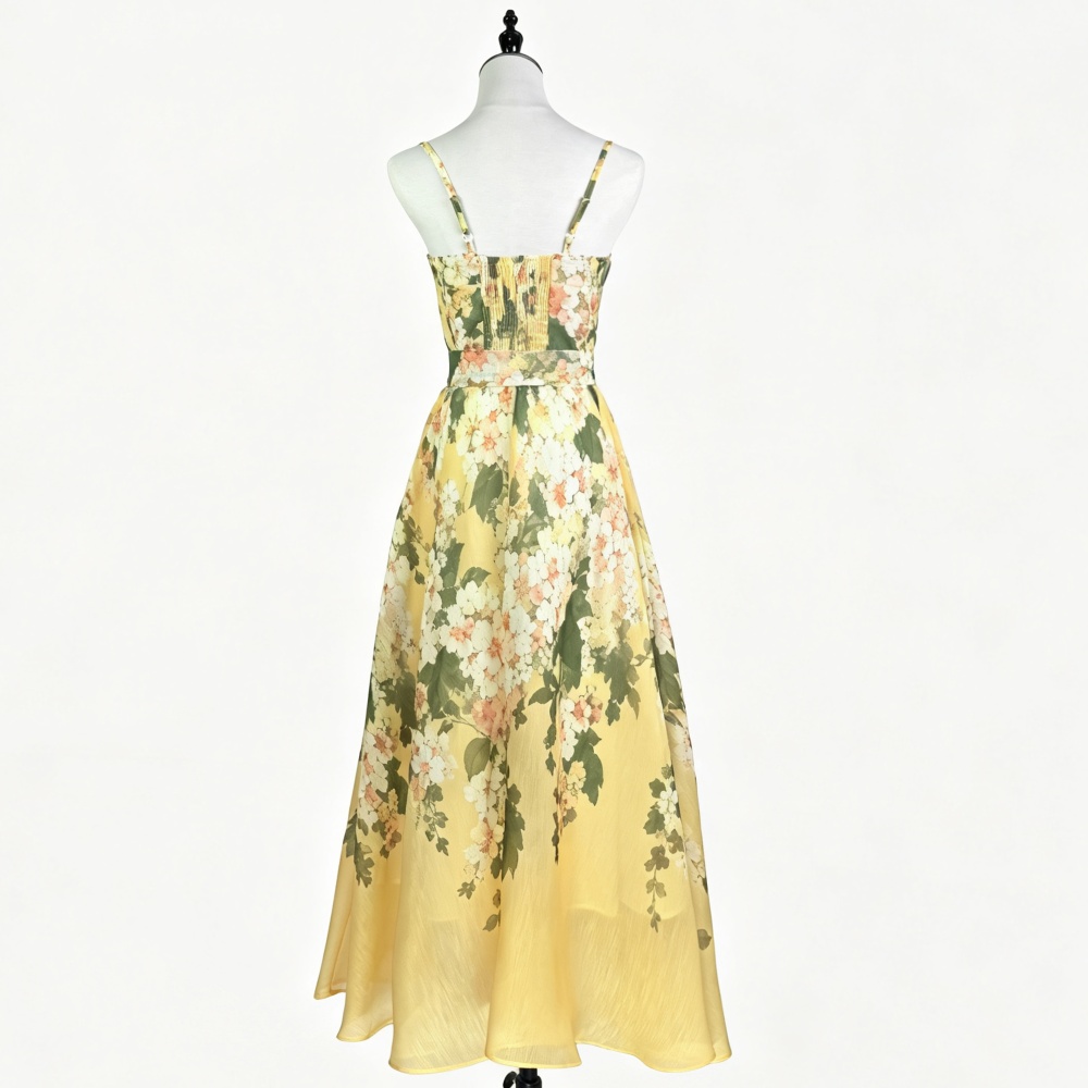 Wrapped chest sling printing light luxury dress